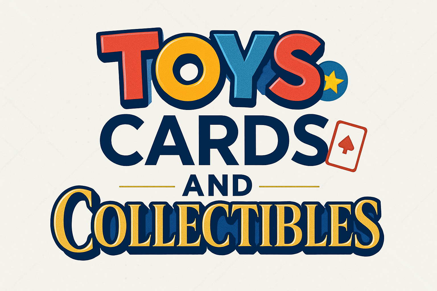 the words Toys, Cards, and Collectibles